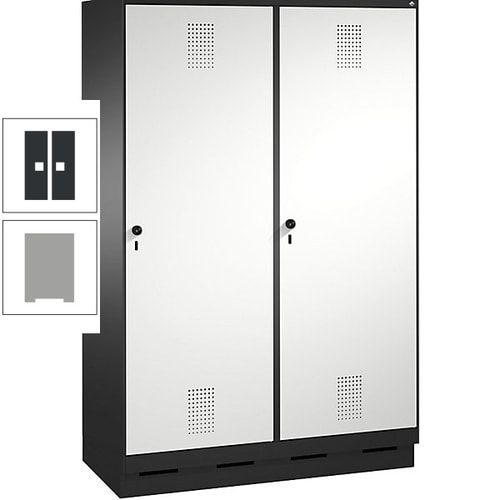 Doppel-Spind, Garderobenschrank, 2 Türen für 4 Abteile a 300 mm, Korpus anthrazitgrau, Türen anthrazitgrau, 1.800 x 1.200 x 500 mm (HxBxT)