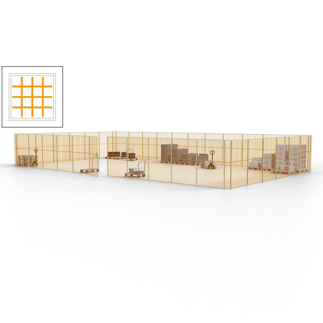 Maschinen Schutzgitter - Hallentrennwand - Sicherheitszaun - Tür - 51 m - 2.200 x 16.900 x 9.400 mm (HxBxT) - enzianblau