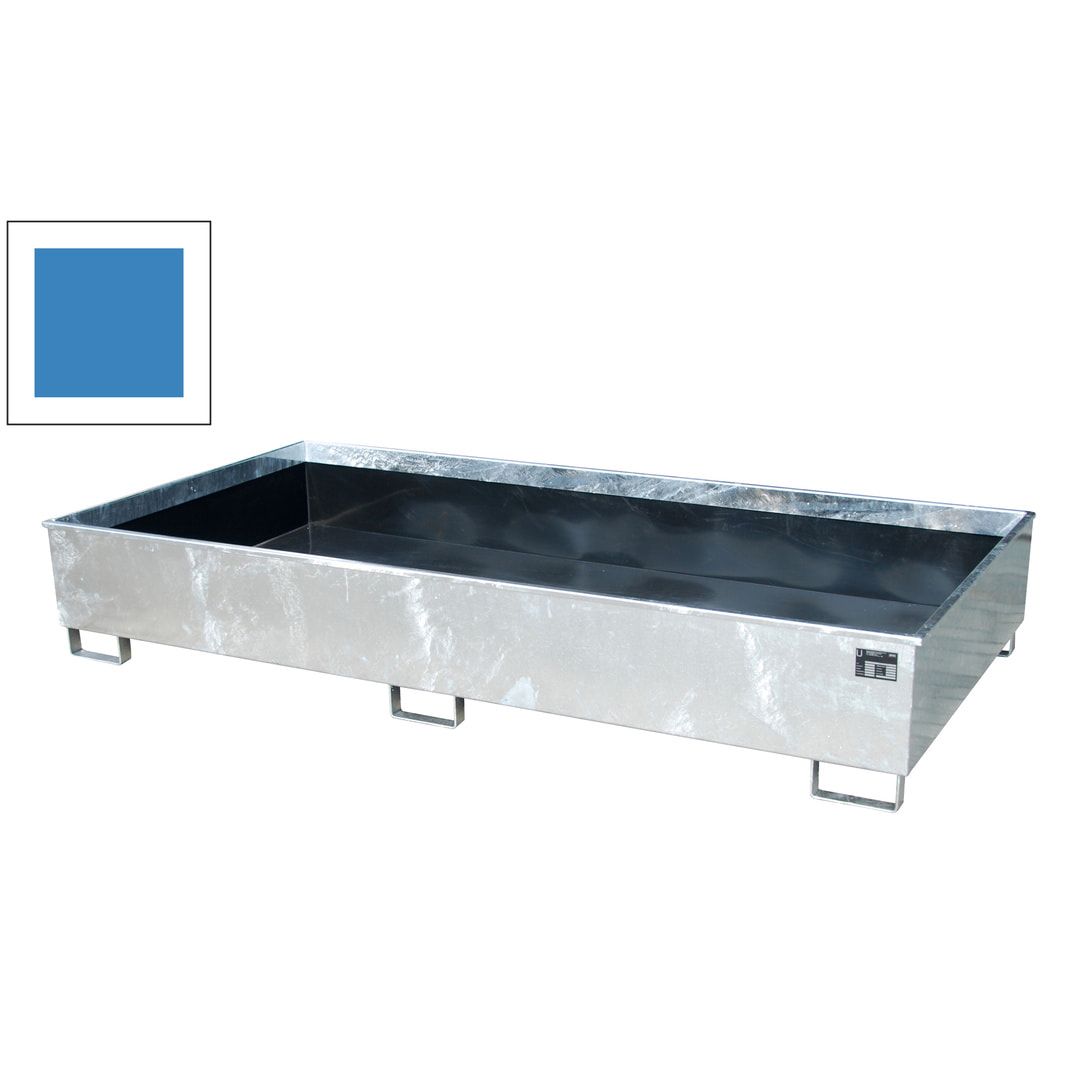 Regal-Bodenwanne mit PE-Einsatz - Feldbreite 2.700 mm - 1.000 l - Gitterrost - mausgrau