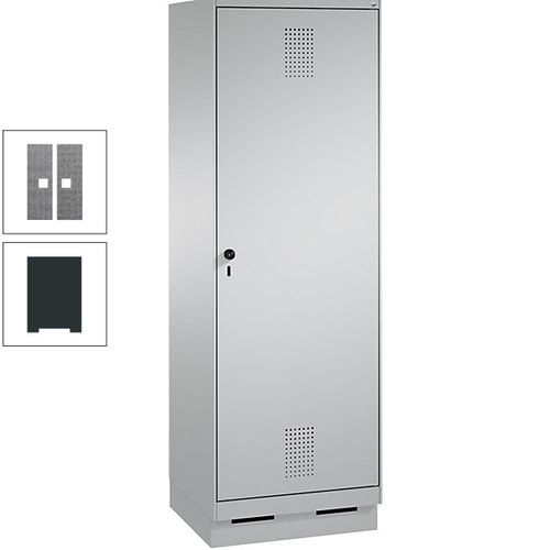 Doppel-Spind, Garderobenschrank, 1 Tür für 2 Abteile a 300 mm, Korpus anthrazitgrau, Türen anthrazitgrau, 1.800 x 600 x 500 mm (HxBxT)