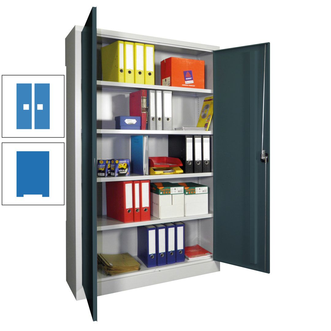 Aktenschrank - Vollblechtüren - 1.950x1.200x400 mm (HxBxT) - 4 Einlegeböden verzinkt - Zylinderschloss - anthrazitgrau