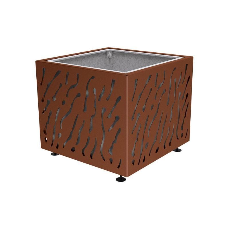 Pflanzbehälter, Stahlblech fvz, einfarbig, innen feuerverzinkt mit Verladungsgriffen, verstellbare Füße, 870 x 990 x 990 mm (HxBxT), enzianblau