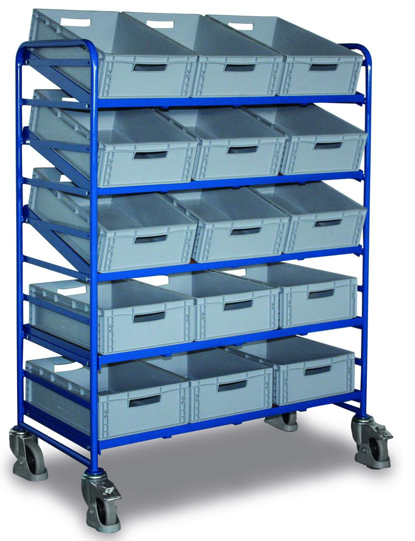 Eurokastenwagen - 5 Etagen - Ladefläche 1.240 x 610 mm - Traglast 250 kg - enzianblau