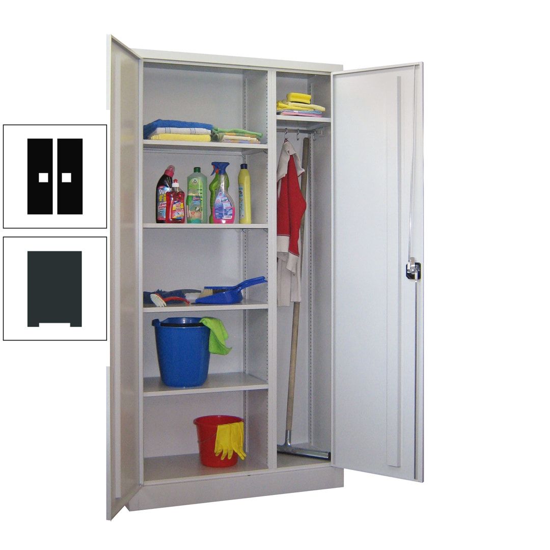 Putzschrank mit Trennwand - 1.950x1.000x400 mm (HxBxT) - Böden pulverbeschichtet - anthrazitgrau