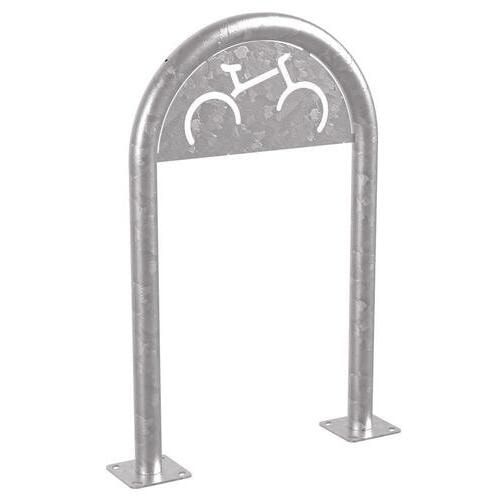 Fahrradbügel - Fahrradständer - mit Beschilderung - auf Bodenplatten - Stahl - Büroklammerform - 1.000 x 625 mm (HxB) - Feuerverzinkt