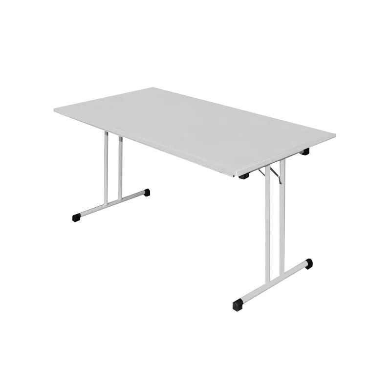 Klapptisch, T-Fuß, 750 x 1.200 x 600 mm (HxBxT), Gestell und Platte lichtgrau, melaminbeschichtet, Nivelliergleiter, Sicherheitsarretierung