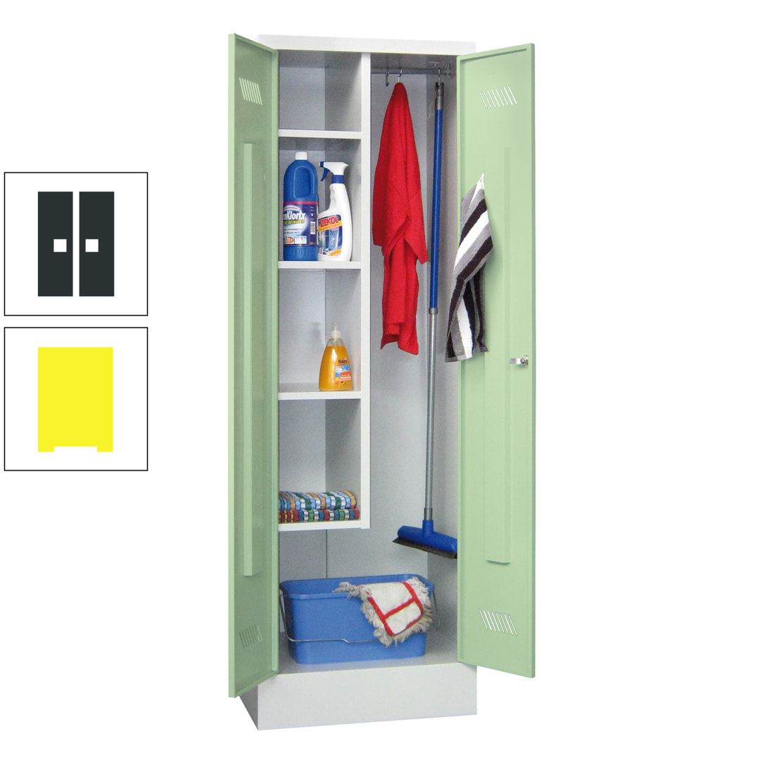 Putzschrank mit Sockel - 1 Abteil mit Trennwand - 1.850x600x500 mm (HxBxT) - Drehriegel - anthrazitgrau