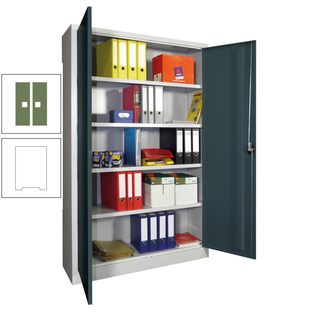 Aktenschrank - Vollblechtüren - 1.950x1.200x400 mm (HxBxT) - 4 Einlegeböden verzinkt - Zylinderschloss - anthrazitgrau