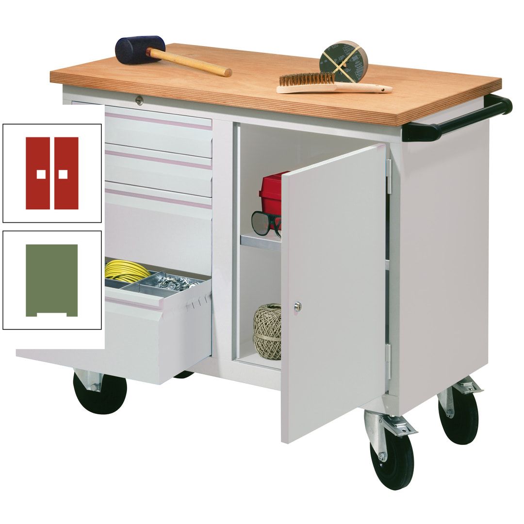 Mobile Werkbank - Werkstattwagen - 915 x 1.090 x 600 mm - 4 Schubladen und Schrankfach - anthrazitgrau