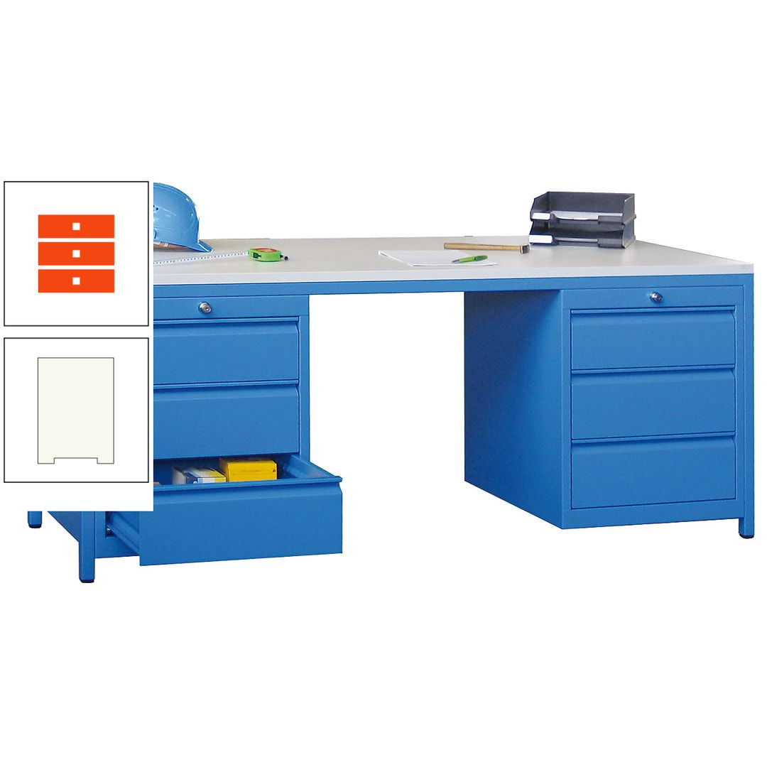 Meisterschreibtisch - 2 Schubladenblöcke - 6 Schubladen - 720 x 1.700 x 800 mm (HxBxT) - anthrazitgrau