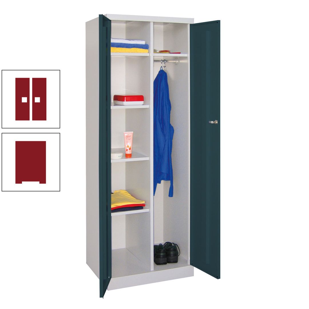 Kleiderschrank mit Sockel - Spind - 1 Abteil mit Trennwand - 1.800x600x500 mm (HxBxT) - Zylinderschloss - anthrazitgrau
