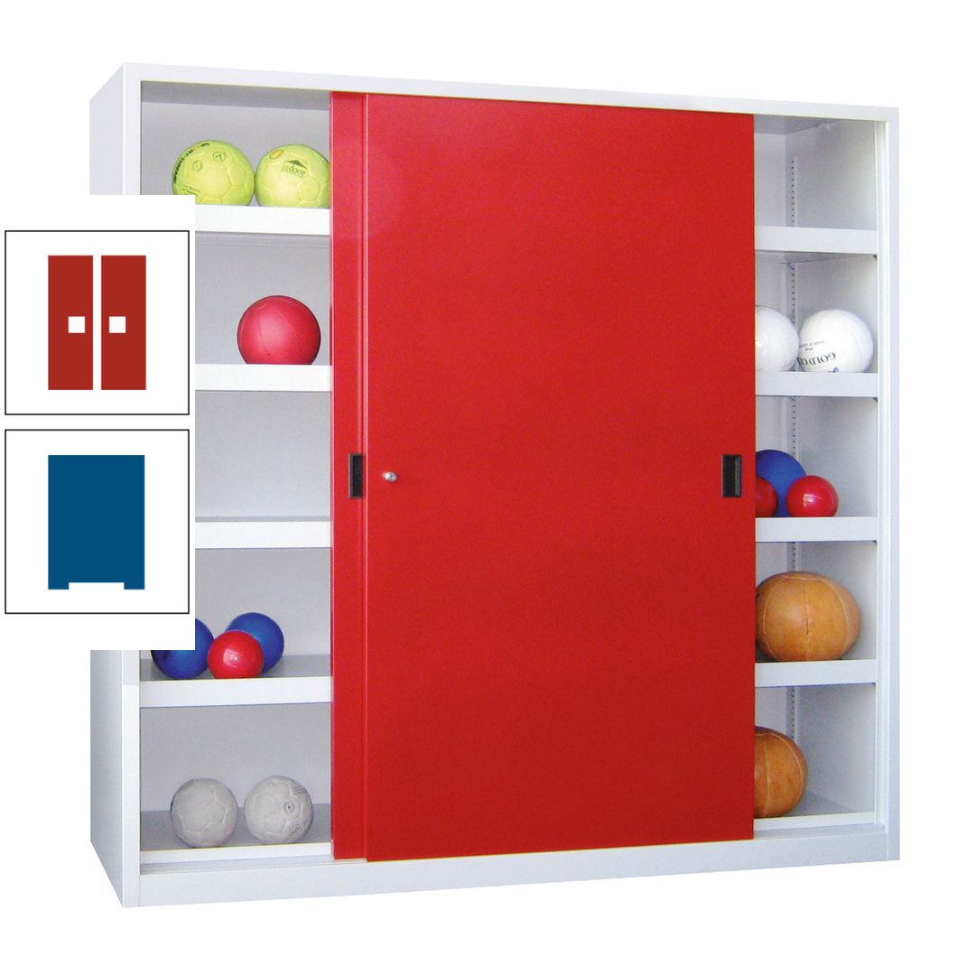 Ballschrank - Schiebetüren - Trennwand - 8 Böden - 1.950x1.500x600 mm (HxBxT) - anthrazitgrau