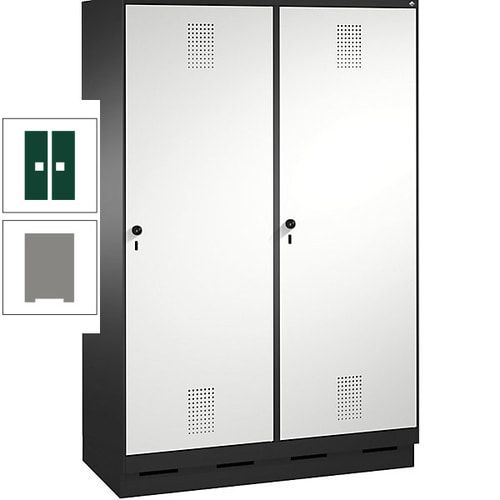 Doppel-Spind, Garderobenschrank, 2 Türen für 4 Abteile a 300 mm, Korpus anthrazitgrau, Türen anthrazitgrau, 1.800 x 1.200 x 500 mm (HxBxT)