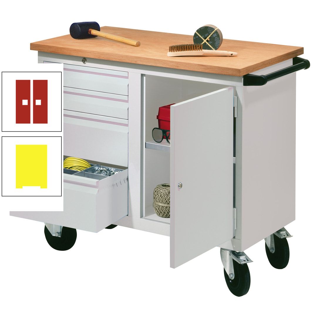 Mobile Werkbank - Werkstattwagen - 915 x 1.090 x 600 mm - 4 Schubladen und Schrankfach - anthrazitgrau