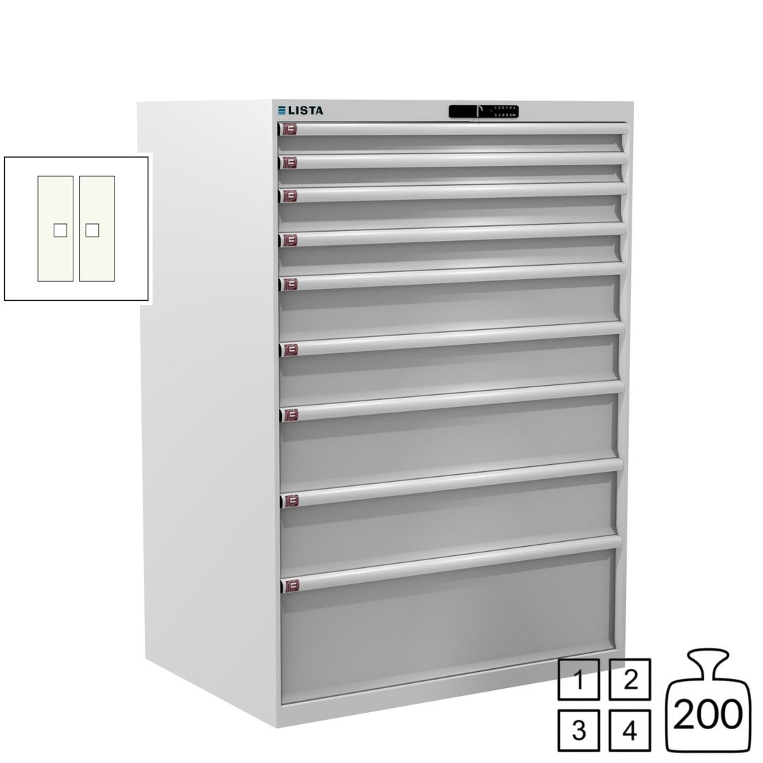 Lista Schubladenschrank - 12.550.010 - 1.450x1.023x725 mm (HxBxT) - 9 Schubladen - 200 kg - Key Lock - lichtblau (RAL 5012)
