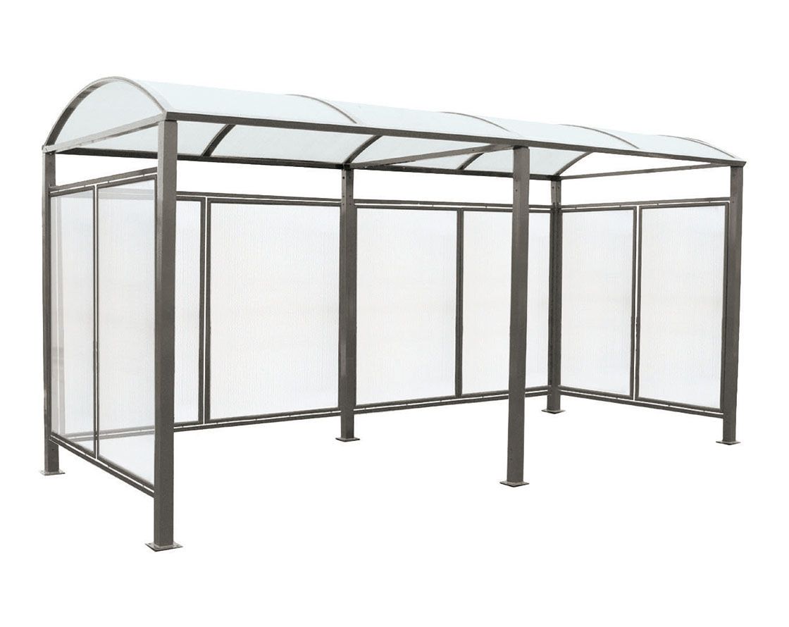 Fahrradunterstand, Fahrradüberdachung, All-in-One+Zusatz, 2.635 x 5.000 x 2.090 mm (HxBxT), auf Bodenplatten, mit Regenrinne, Farbe enzianblau