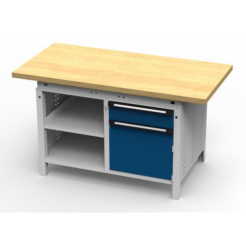 OTTOKIND Werkbank - bündige Arbeitsplatte - 850 x 1.150 x 750 mm (HxBxT) - 1 Schublade - Schrank - 2 Ablageböden - lichtgrau