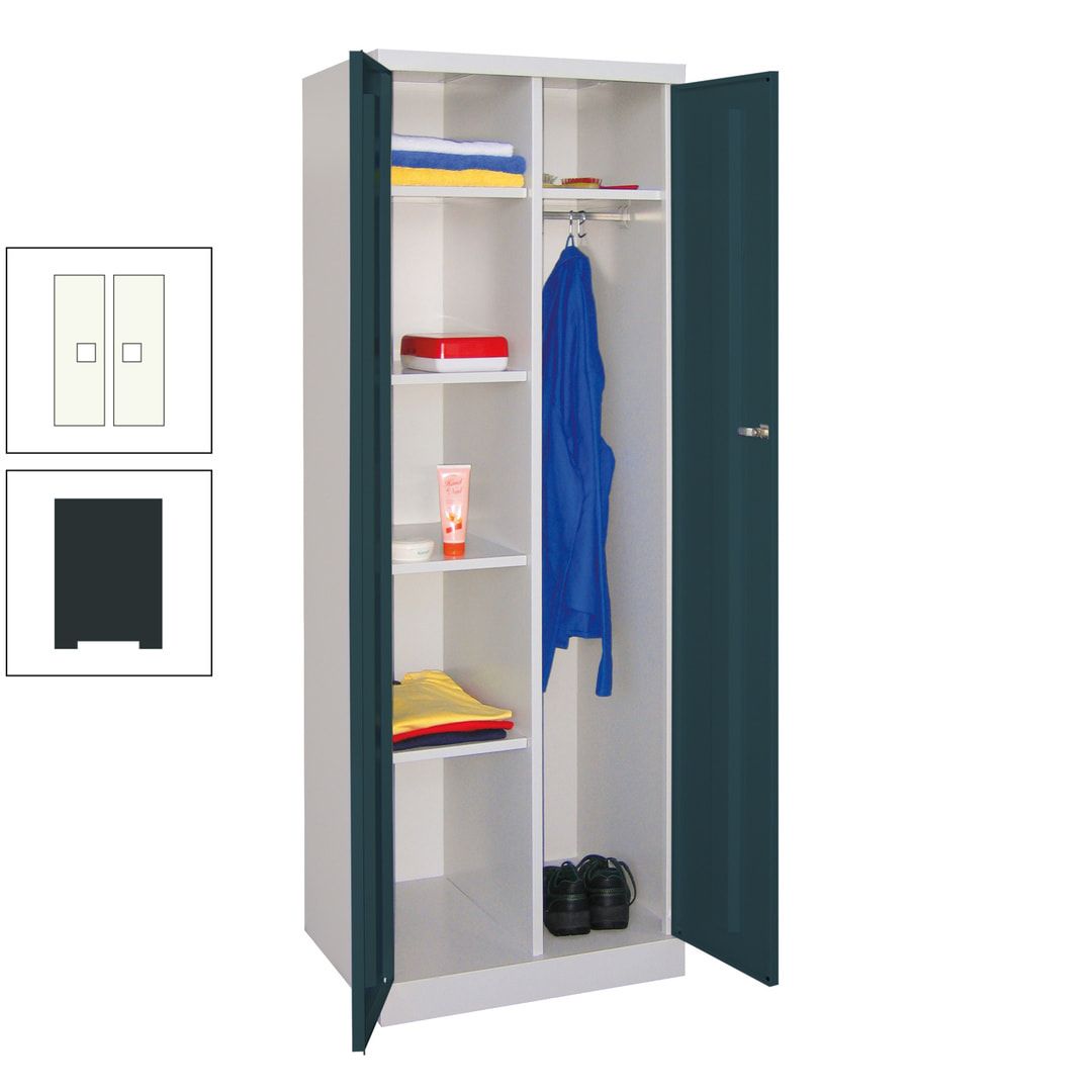 Kleiderschrank mit Sockel - Spind - 1 Abteil mit Trennwand - 1.800x600x500 mm (HxBxT) - Zylinderschloss - anthrazitgrau