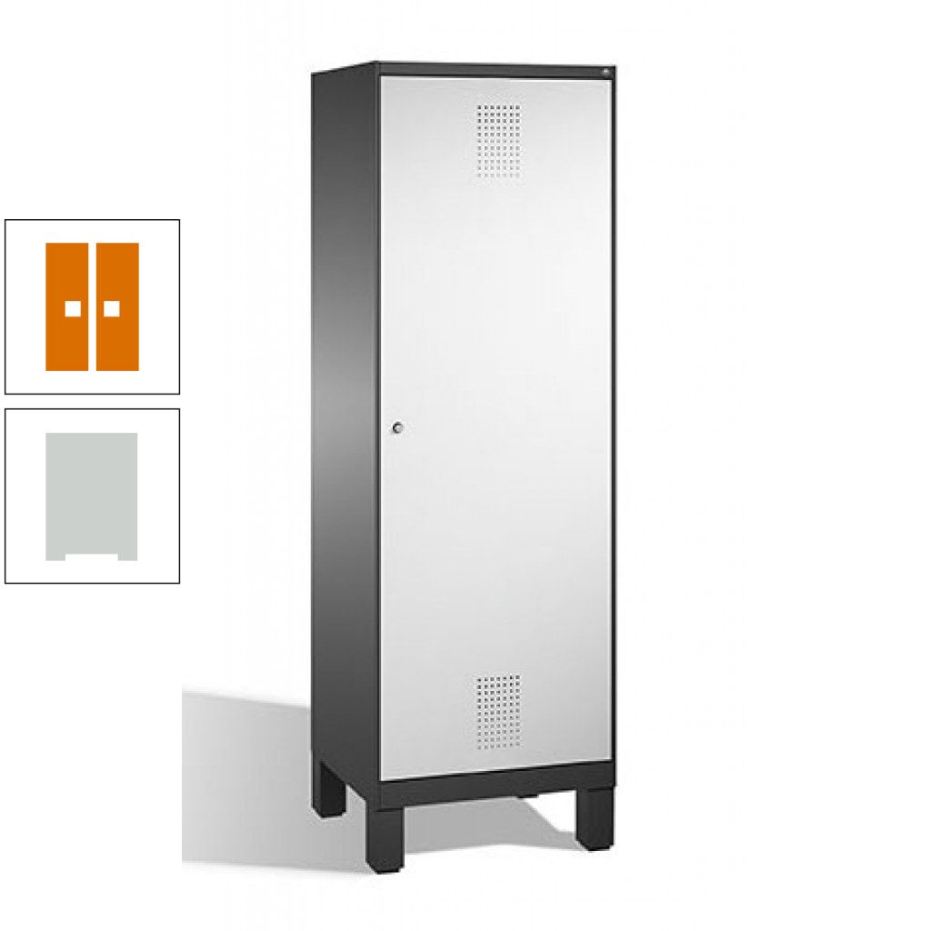 Doppel-Spind, Garderobenschrank, 1 Tür für 2 Abteile a 300 mm, Korpus anthrazitgrau, Türen anthrazitgrau, 1.850 x 600 x 500 mm (HxBxT)