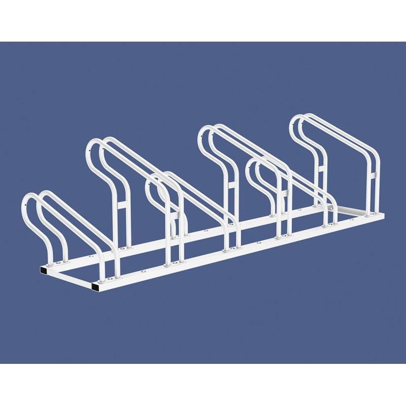 Fahrradständer, Stahl, feuerverzinkt, 6 Plätze, Vorderradhalterung, 527 x 1.900 x 558 mm (HxBxT), Farbe enzianblau