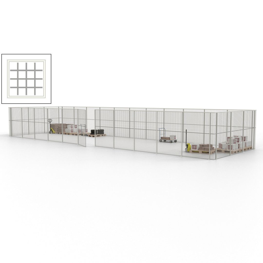 Maschinen Schutzgitter - Hallentrennwand - Sicherheitszaun - Tür - 42 m - 2.200 x 16.900 x 4.900 mm (HxBxT) - enzianblau