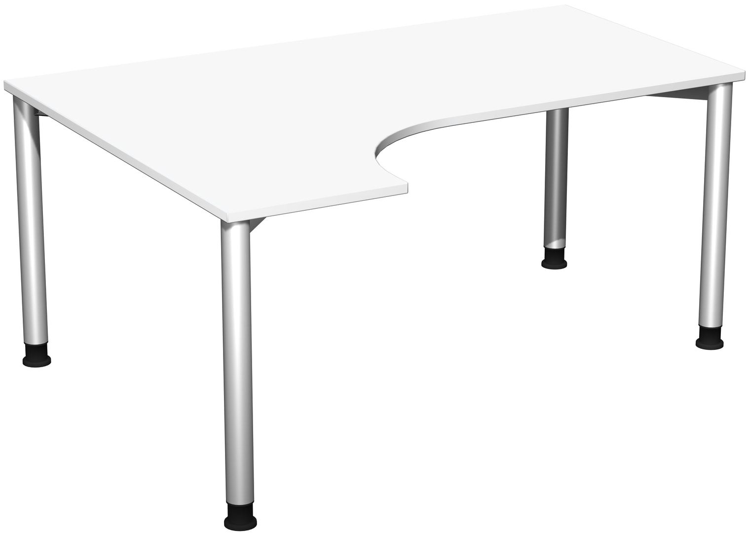 Eckschreibtisch mit einseitig verkürzten Füßen, 4-Fuß Flex, Ecke links, Höhe 680-800 mm, 1.600 x 1.200 mm (BxT), Gestell anthrazit, Ahorn