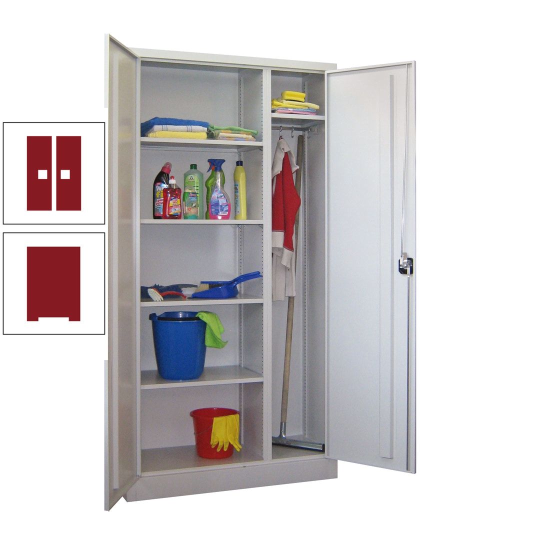 Putzschrank mit Trennwand - 1.950x1.000x400 mm (HxBxT) - Böden pulverbeschichtet - anthrazitgrau