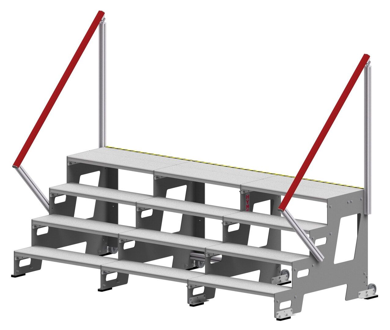 Erweiterungsmodul Aluminium Industrietreppe, 2 Stufen, Breite 1.000 mm, 150 kg Traglast, große Plattform, erweiterbar, rutschsicher, ortsfest möglich