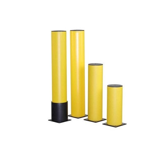Rammschutz-Poller aus Spezialkunststoff absorbiert durch Verformung, Höhe 1.200 mm, Durchmesser 225 mm, Farbe gelb, drehbare Manschette, zum Aufdübeln