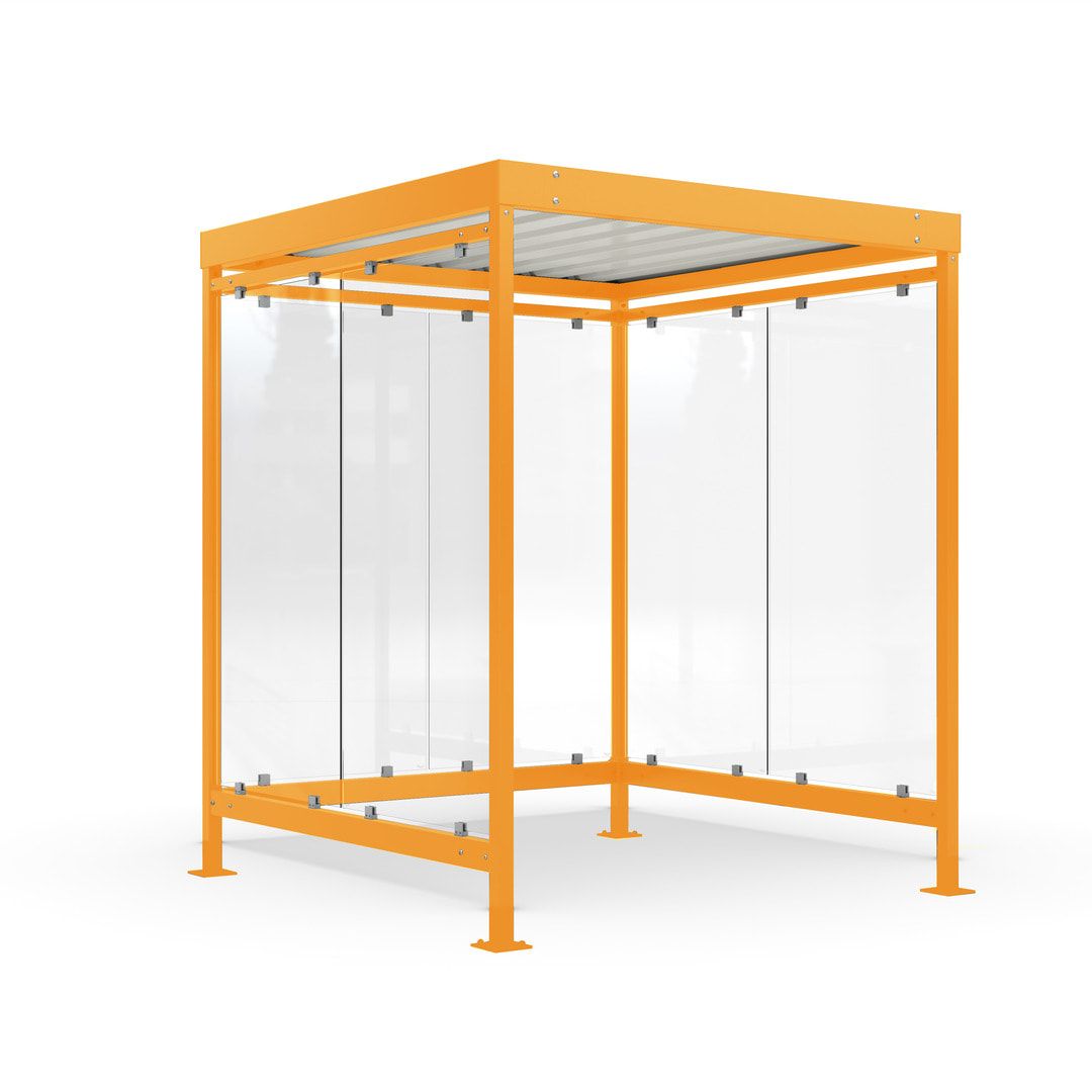 Raucherunterstand, Bushaltestelle, 6-7 Personen, 6 Wände, 2.510 x 2.165 x 2.165 mm (HxBxT), Maigrün