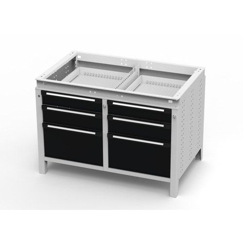 OTTOKIND Werkbank - bündige Arbeitsplatte - 850 x 1.150 x 750 mm (HxBxT) - 6 Schubladen - lichtgrau