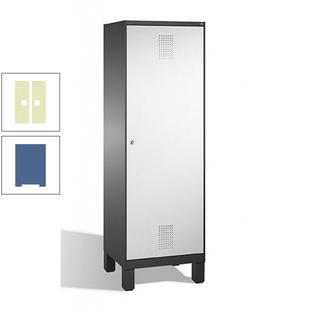 Doppel-Spind, Garderobenschrank, 1 Tür für 2 Abteile a 300 mm, Korpus anthrazitgrau, Türen anthrazitgrau, 1.850 x 600 x 500 mm (HxBxT)