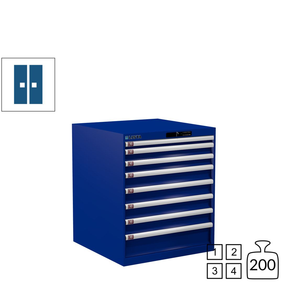 Lista Schubladenschrank - 14.408.010 - 850x717x725 mm (HxBxT) - 8 Schubladen - 75 kg - Key Lock - lichtblau (RAL 5012)