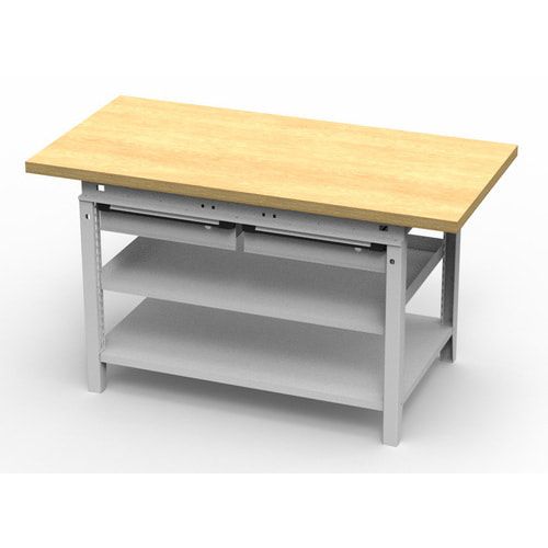 OTTOKIND Werkbank - bündige Arbeitsplatte - 850 x 1.150 x 750 mm (HxBxT) - 2 Schubladen - 2 Ablageböden - lichtgrau