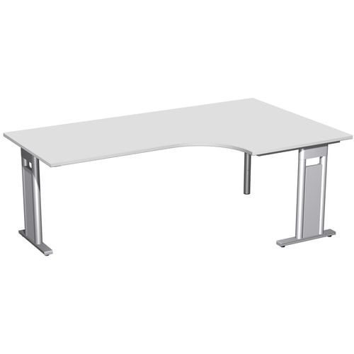 Eckschreibtisch, Eckteil 800 mm, Ecke rechts, Füße einseitig verkürzt, C-Fuß Pro, 720 x 1.600 x 1.200 mm (HxBxT), Gestell silber, Dekor Ahorn
