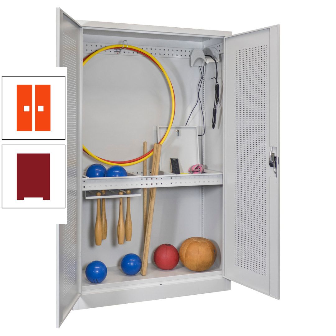 Sportschrank - Lochfeldtüren - Variante 1 - 1.950x1.200x500 mm (HxBxT) - anthrazitgrau