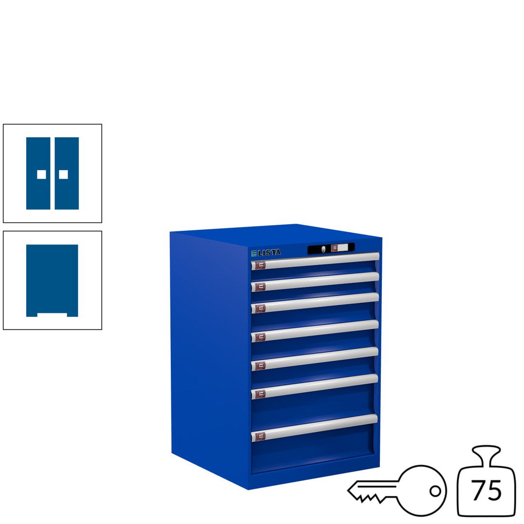 Lista Schubladenschrank - 14.252.010 - 850x564x572 mm (HxBxT) - 7 Schubladen - 75 kg - Key Lock - lichtblau (RAL 5012)