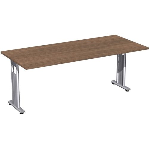 Schreibtisch mit einseitig verkürzt Füßen - C-Fuß Flex - Bürotisch - Konferenztisch - 720 x 1.200 x 800 mm (HxBxT) - Dekor Ahorn - Gestell silber