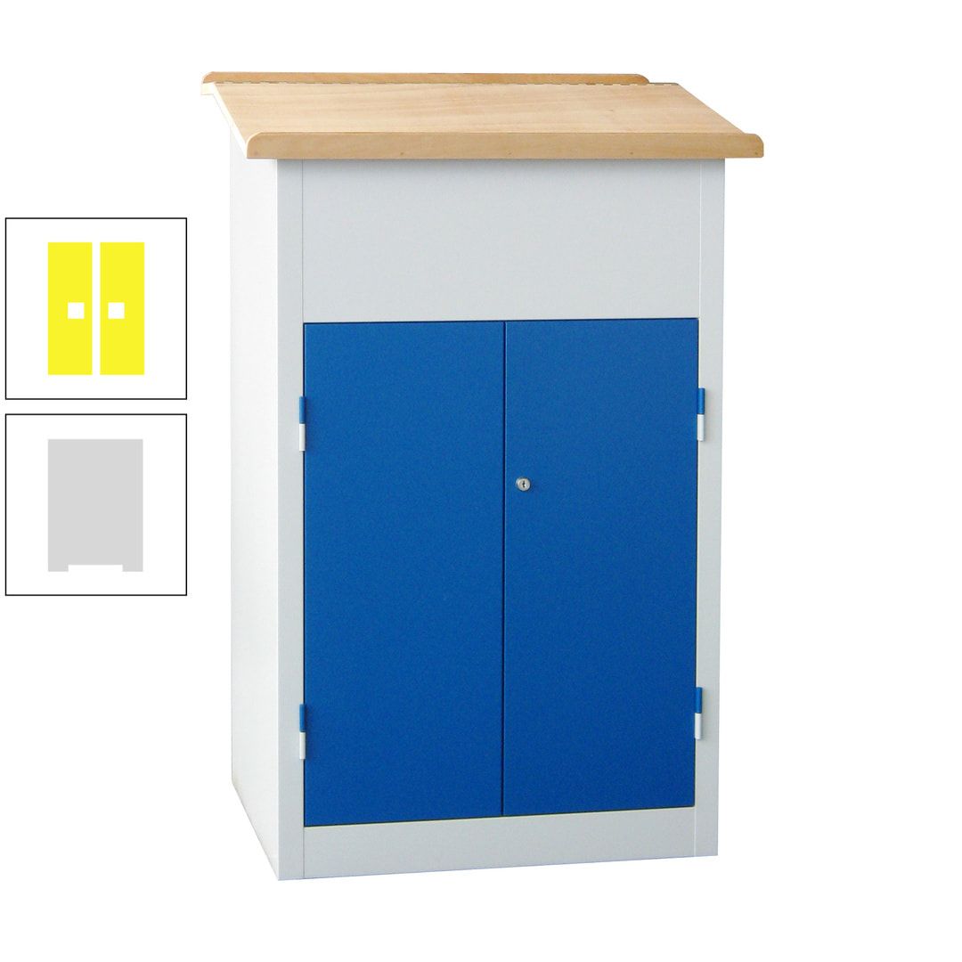 Stehpult mit Schrank - Vollblechtür - Zylinderschloss - 2 Böden - 1.200 x 700 x 600 mm (HxBxT) - anthrazitgrau