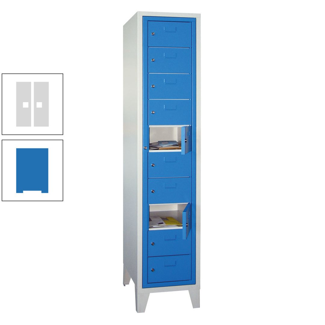 Schließfachschrank - Wäscheausgabeschrank - 10 Fächer a 315 mm - 1.850x400x500 mm (HxBxT) - Füße - Zylinderschloss - anthrazitgrau