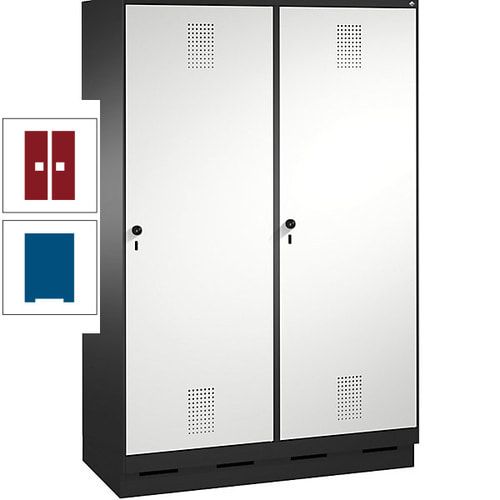 Doppel-Spind, Garderobenschrank, 2 Türen für 4 Abteile a 300 mm, Korpus anthrazitgrau, Türen anthrazitgrau, 1.800 x 1.200 x 500 mm (HxBxT)