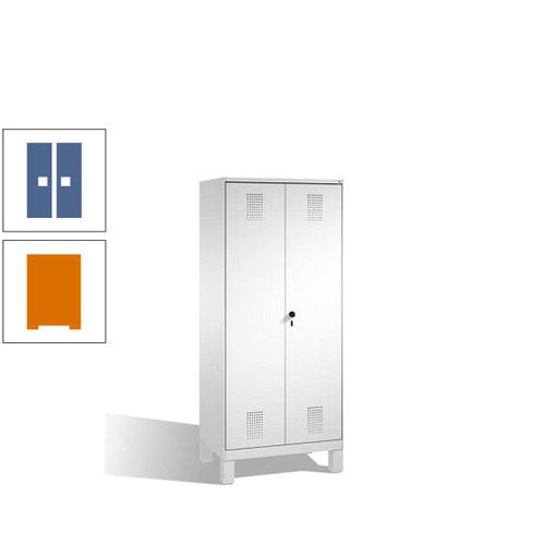 Doppel-Spind, Doppeltüren, Garderobenschrank mit Füßen, 2 Abteile a 400 mm, Korpus anthrazitgrau, Tür anthrazitgrau, 1.850 x 800 x 500 mm (HxBxT)