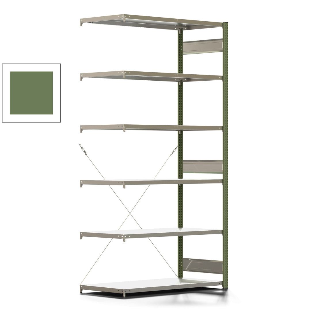 Fachbodenregal mit Tiefenriegel - 150 kg - 2.500 x 1.285 x 600 mm (HxBxT) - Anbauregal - Rahmen enzianblau - Böden verzinkt, Steckregal BERT