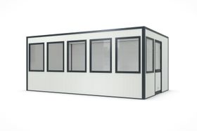 Bürocontainer, Aufsichtsstand, Meisterbüro, Lagerhallenbüro, für Innen, 2.600 x 5.908 x 3.608 mm (HxBxT), 21,32 qm, ohne Fußboden