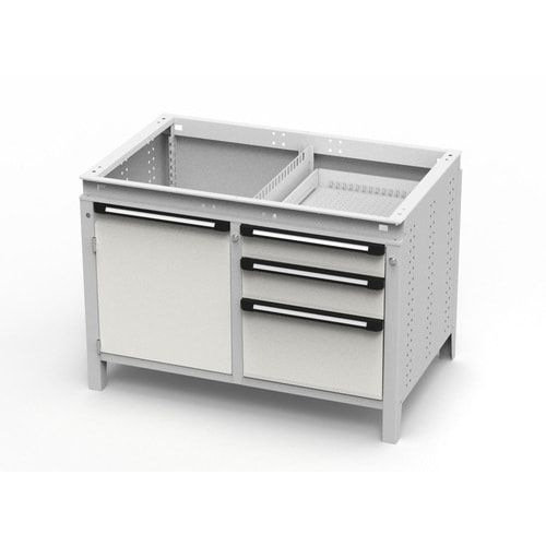 OTTOKIND Werkbank - bündige Arbeitsplatte - 850 x 1.150 x 750 mm (HxBxT) - 3 Schubladen - Schrank - lichtgrau