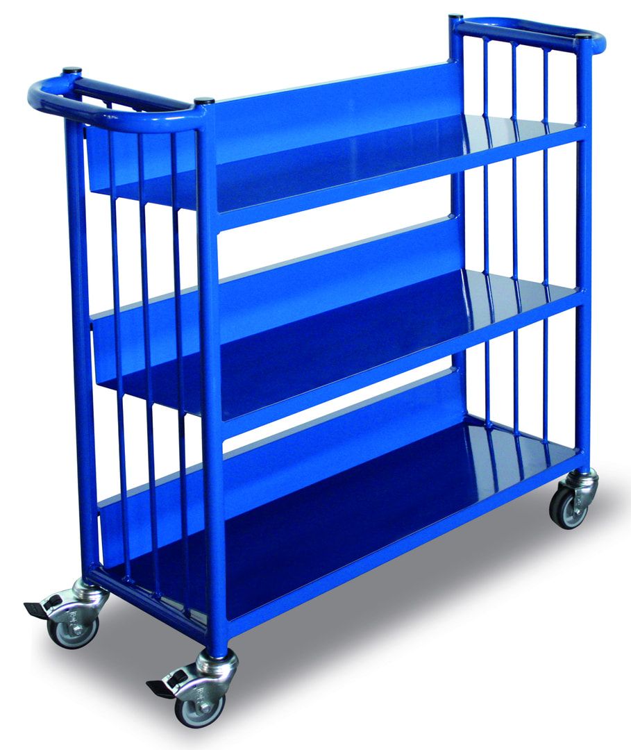 Bücherwagen - 150 kg Traglast - 900 x 300 x 1.085 mm - 3 Etagen