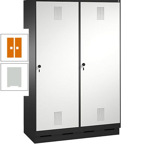 Doppel-Spind, Garderobenschrank, 2 Türen für 4 Abteile a 300 mm, Korpus anthrazitgrau, Türen anthrazitgrau, 1.800 x 1.200 x 500 mm (HxBxT)