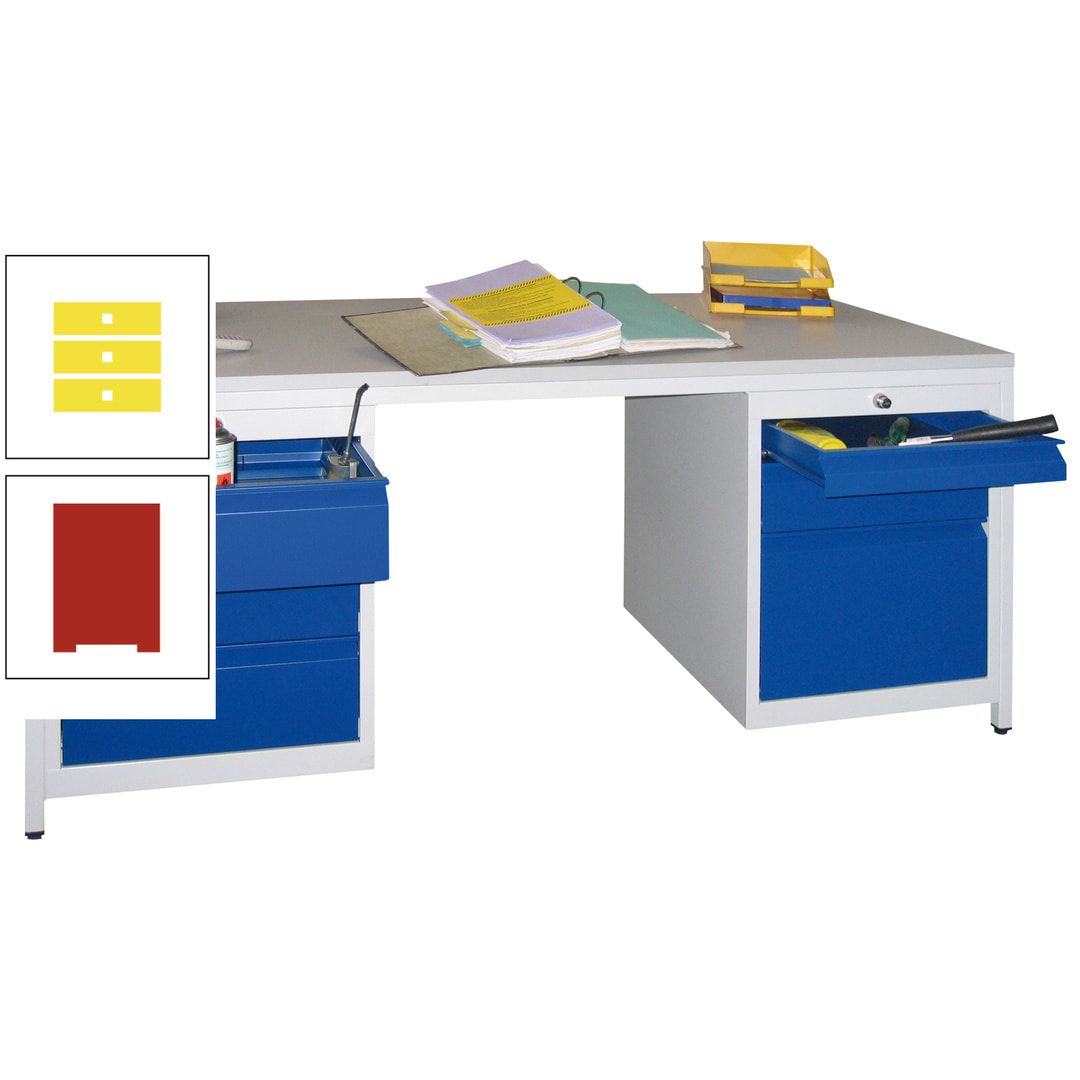 Meisterschreibtisch - 6 Schubladen, 75 / 125 / 150 / 175 / 300 mm - 720 x 1.700 x 800 mm (HxBxT) - anthrazitgrau