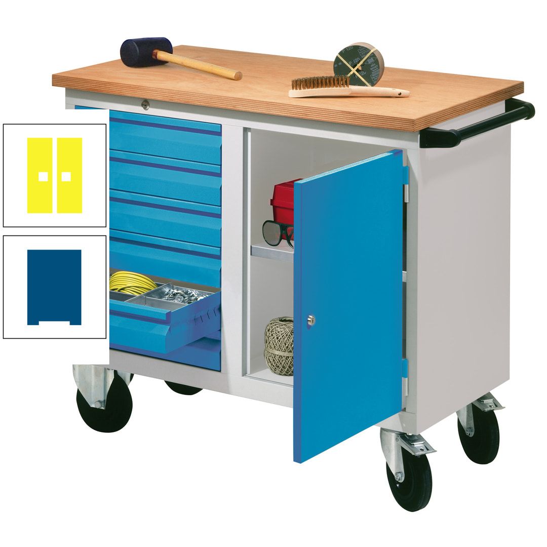 Mobile Werkbank - Werkstattwagen - 915 x 1.090 x 600 mm - 6 Schubladen und Schrankfach - anthrazitgrau