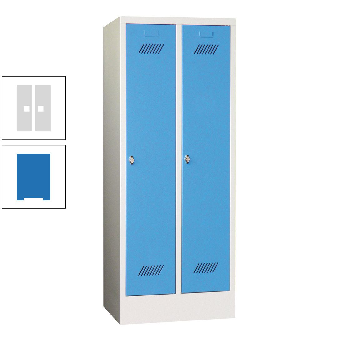 Spindschrank f. Schulen - mit Sockel - Höhe 1.600 mm - 2 Abteile a 300 mm - Drehriegel - anthrazitgrau